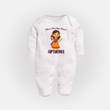 Meri Pehli Navratri Calligraphy Personalized Full Body Suit - WHITE - New Born (Chest 7.5")
