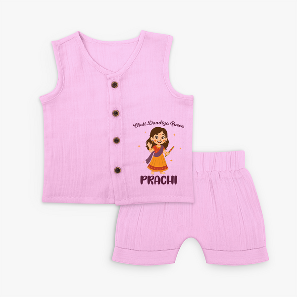 Choti Dandiya Queen Jabla Set | Personalized Baby Jabla Set for Garba Fun - BABY PINK - 0 - 3 Months Old (Chest 9.8")
