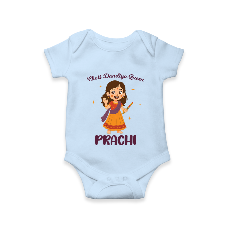 Choti Dandiya Queen Romper/Onesie | Personalized Baby Romper/Onesie for Garba Fun - BABY BLUE - New Born (Chest 14")