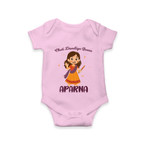 Meri Pehli Navratri Calligraphy Personalized Romper - BABY PINK - New Born (Chest 14")