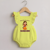 Meri Pehli Navratri Calligraphy Personalized Romper Frock - PASTEL YELLOW - 0 - 3 Months Old (Chest 19")