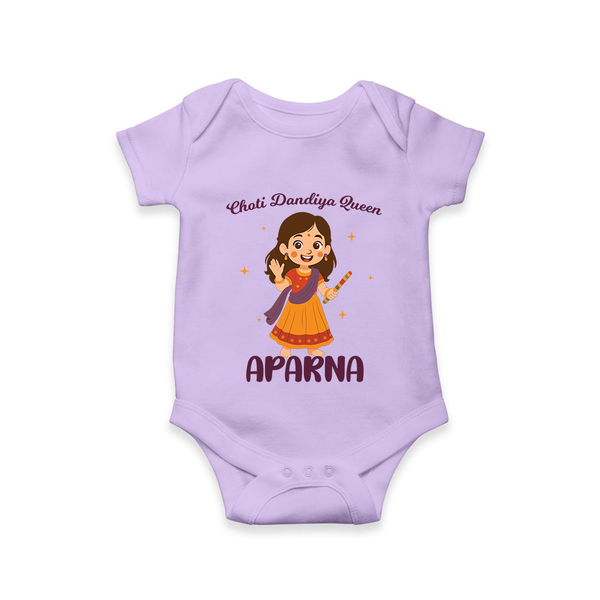 Meri Pehli Navratri Calligraphy Personalized Romper - LILAC - New Born (Chest 14")