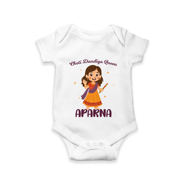 Meri Pehli Navratri Calligraphy Personalized Romper - WHITE - New Born (Chest 14")