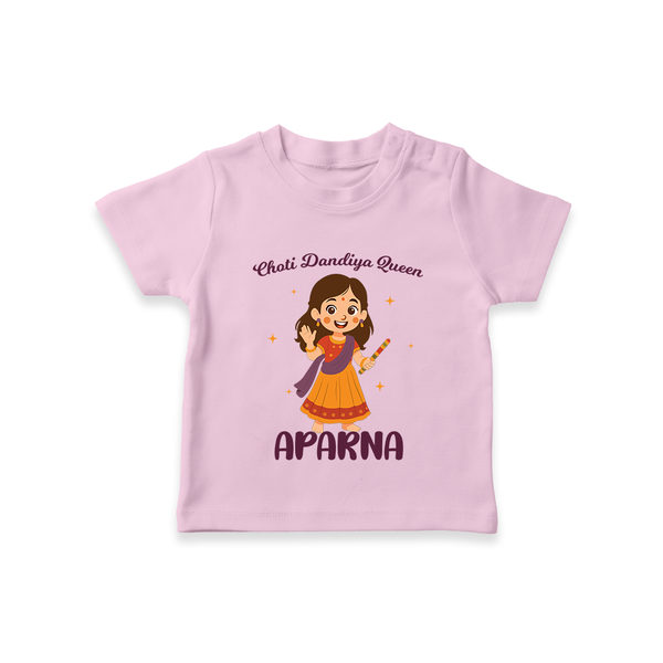 Meri Pehli Navratri Calligraphy Personalized T Shirt - BABY PINK - 0-5 Months Old (Chest 17")