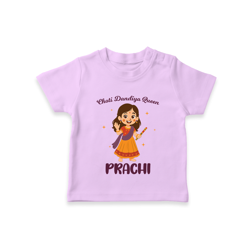 Choti Dandiya Queen T-shirt | Personalized Baby T-shirt for Garba Fun - LILAC - 0-5 Months Old (Chest 17")
