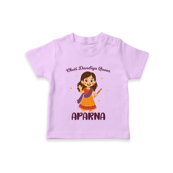 Meri Pehli Navratri Calligraphy Personalized T Shirt - LILAC - 0-5 Months Old (Chest 17")