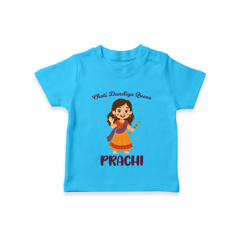 Choti Dandiya Queen T-shirt | Personalized Baby T-shirt for Garba Fun - SKY BLUE - 0-5 Months Old (Chest 17")