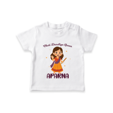Meri Pehli Navratri Calligraphy Personalized T Shirt - WHITE - 0-5 Months Old (Chest 17")