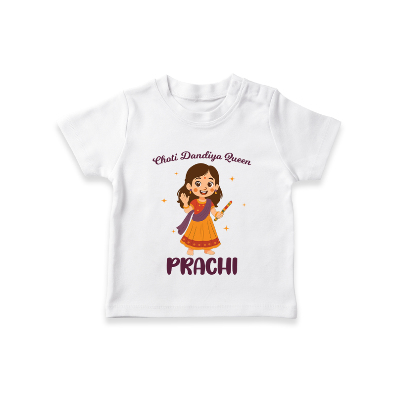 Choti Dandiya Queen T-shirt | Personalized Baby T-shirt for Garba Fun - WHITE - 0-5 Months Old (Chest 17")