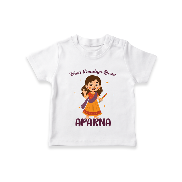 Meri Pehli Navratri Calligraphy Personalized T Shirt - WHITE - 0-5 Months Old (Chest 17")