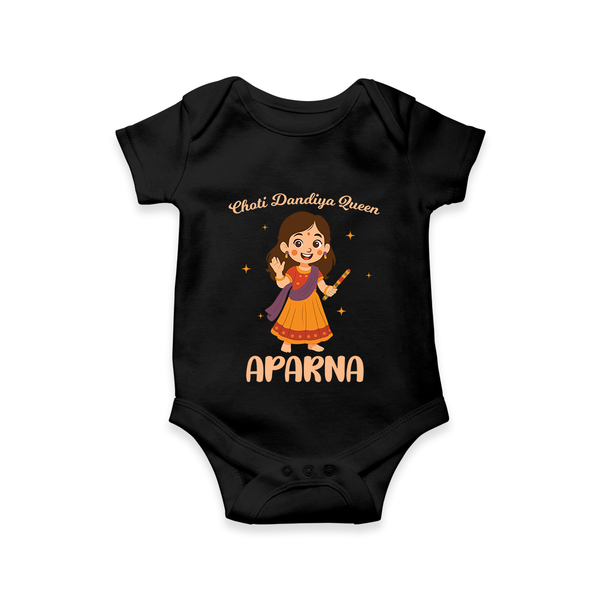Meri Pehli Navratri Calligraphy Personalized Romper - BLACK - New Born (Chest 14")