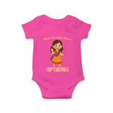 Meri Pehli Navratri Calligraphy Personalized Romper - HOT PINK - New Born (Chest 14")