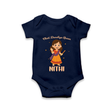 Choti Dandiya Queen Romper/Onesie | Personalized Baby Romper/Onesie for Garba Fun - NAVY BLUE - New Born (Chest 14")