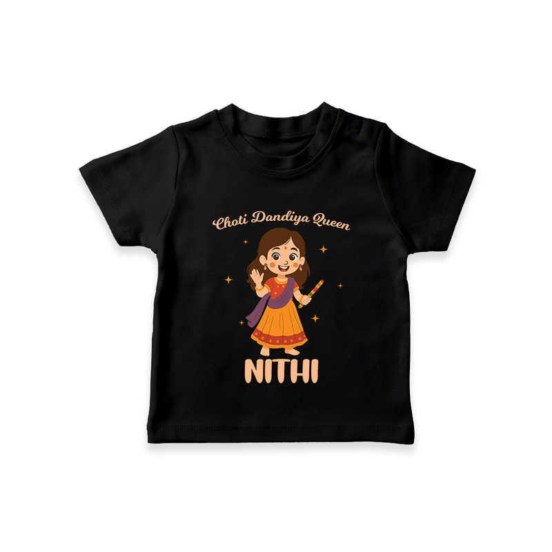 Choti Dandiya Queen T-shirt | Personalized Baby T-shirt for Garba Fun - BLACK - 0-5 Months Old (Chest 17")
