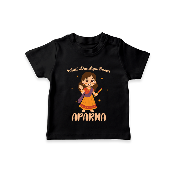 Meri Pehli Navratri Calligraphy Personalized T Shirt - BLACK - 0-5 Months Old (Chest 17")