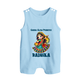 Choti Dandiya Queen Personalized Button Romper - BABY BLUE - New Born (Chest 18")