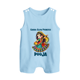 Garba Glow Princess Romper suit/sleeveless romper | Custom Baby Romper suit/sleeveless romper for Little Princess - BABY BLUE - 0 - 5 Months Old (Chest 18")