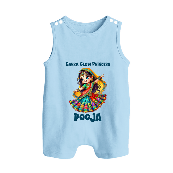 Garba Glow Princess Romper suit/sleeveless romper | Custom Baby Romper suit/sleeveless romper for Little Princess - BABY BLUE - 0 - 5 Months Old (Chest 18")