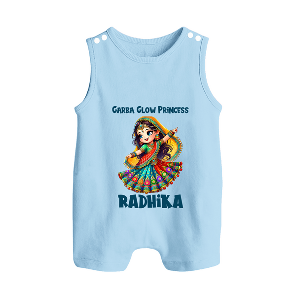 Choti Dandiya Queen Personalized Button Romper - BABY BLUE - New Born (Chest 18")