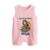Garba Glow Princess Romper suit/sleeveless romper | Custom Baby Romper suit/sleeveless romper for Little Princess - BABY PINK - 0 - 5 Months Old (Chest 18")