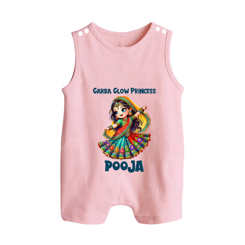 Garba Glow Princess Romper suit/sleeveless romper | Custom Baby Romper suit/sleeveless romper for Little Princess - BABY PINK - 0 - 5 Months Old (Chest 18")