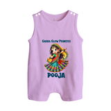 Garba Glow Princess Romper suit/sleeveless romper | Custom Baby Romper suit/sleeveless romper for Little Princess - LILAC - 0 - 5 Months Old (Chest 18")
