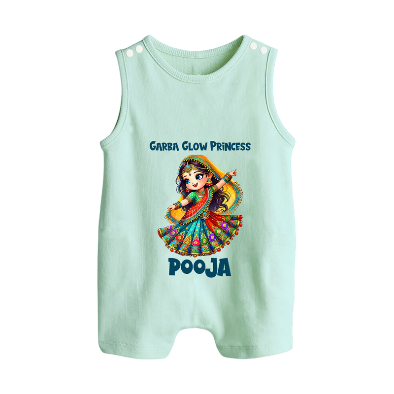 Garba Glow Princess Romper suit/sleeveless romper | Custom Baby Romper suit/sleeveless romper for Little Princess - MINT GREEN - 0 - 5 Months Old (Chest 18")
