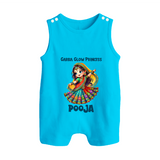 Garba Glow Princess Romper suit/sleeveless romper | Custom Baby Romper suit/sleeveless romper for Little Princess - SKY BLUE - 0 - 5 Months Old (Chest 18")