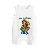 Garba Glow Princess Romper suit/sleeveless romper | Custom Baby Romper suit/sleeveless romper for Little Princess - WHITE - 0 - 5 Months Old (Chest 18")