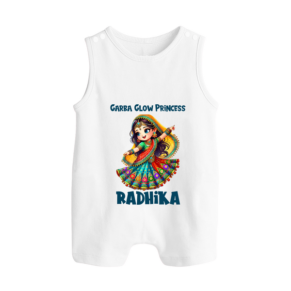 Choti Dandiya Queen Personalized Button Romper - WHITE - New Born (Chest 18")
