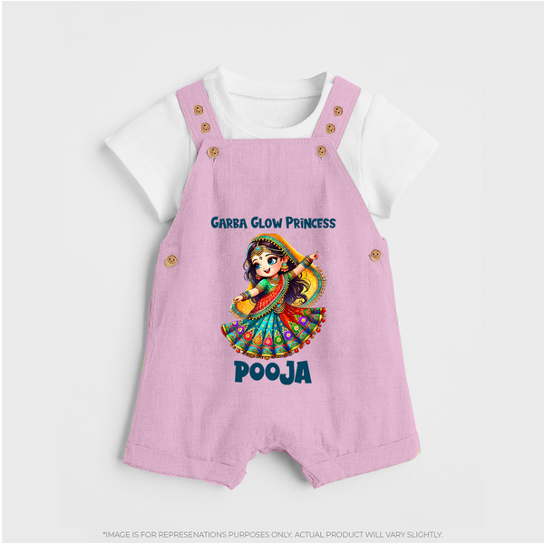 Garba Glow Princess Dungaree Set | Custom Baby Dungaree Set for Little Princess - BABY PINK - 0 - 5 Months Old (Chest 18")
