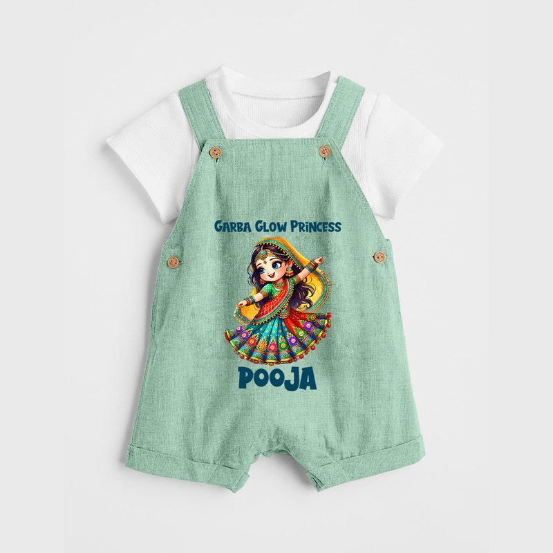 Garba Glow Princess Dungaree Set | Custom Baby Dungaree Set for Little Princess - MINT GREEN - 0 - 5 Months Old (Chest 18")