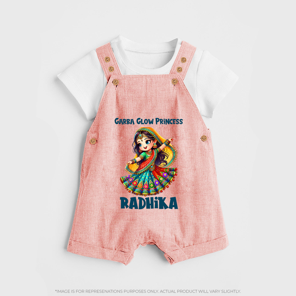 Choti Dandiya Queen Personalized Dungaree - PEACH - 0 - 5 Months Old (Chest 18")