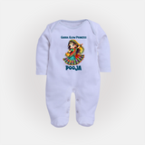Garba Glow Princess Sleep suit/full sleeve body suit | Custom Baby Sleep suit/full sleeve body suit for Little Princess - BABY BLUE - New Born (Chest 7.5")