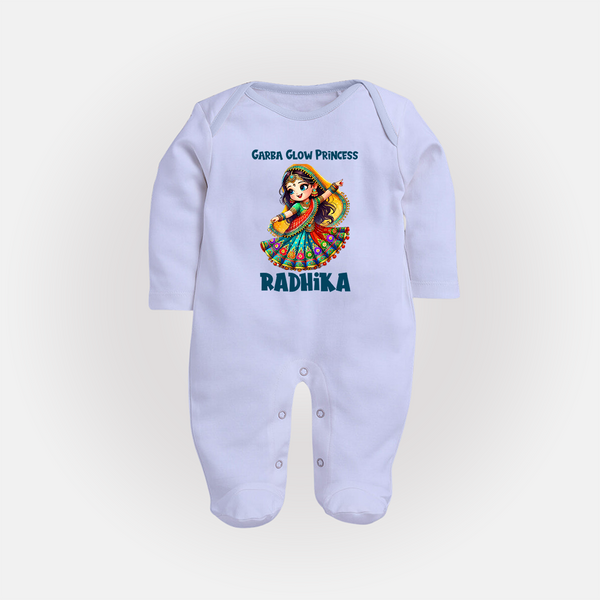 Choti Dandiya Queen Personalized Full Body Suit - BABY BLUE - New Born (Chest 7.5")