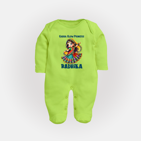 Choti Dandiya Queen Personalized Full Body Suit - LIME GREEN - New Born (Chest 7.5")