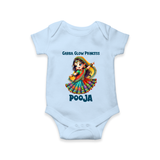 Garba Glow Princess Romper/Onesie | Custom Baby Romper/Onesie for Little Princess - BABY BLUE - New Born (Chest 14")