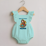 Choti Dandiya Queen Personalized Romper Frock - MINT GREEN - 0 - 3 Months Old (Chest 19")