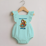 Garba Glow Princess Romper frock | Custom Baby Romper frock for Little Princess - MINT GREEN - 0 - 3 Months Old (Chest 19")