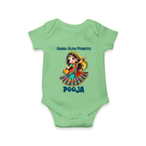 Garba Glow Princess Romper/Onesie | Custom Baby Romper/Onesie for Little Princess - GREEN - New Born (Chest 14")