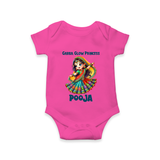 Garba Glow Princess Romper/Onesie | Custom Baby Romper/Onesie for Little Princess - HOT PINK - New Born (Chest 14")