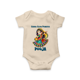 Garba Glow Princess Romper/Onesie | Custom Baby Romper/Onesie for Little Princess - IVORY - New Born (Chest 14")
