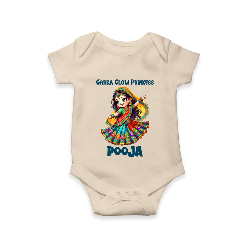 Garba Glow Princess Romper/Onesie | Custom Baby Romper/Onesie for Little Princess - IVORY - New Born (Chest 14")
