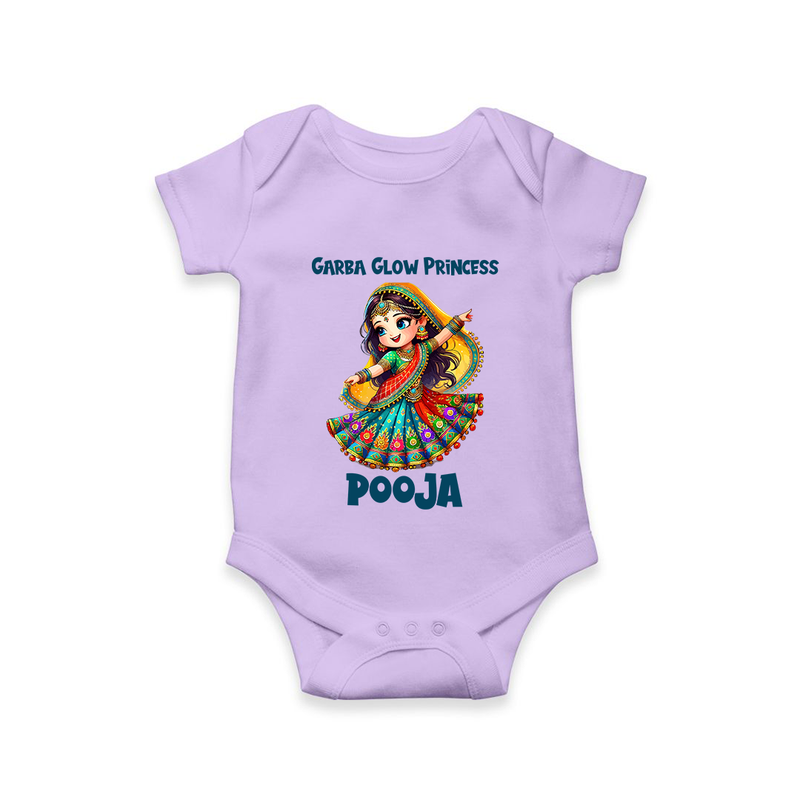 Garba Glow Princess Romper/Onesie | Custom Baby Romper/Onesie for Little Princess - LILAC - New Born (Chest 14")