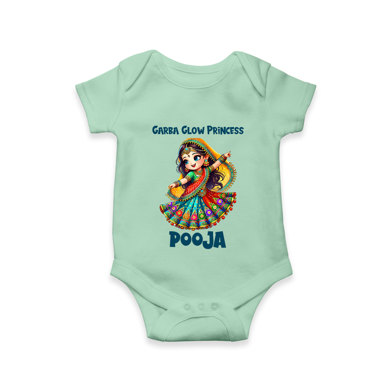 Garba Glow Princess Romper/Onesie | Custom Baby Romper/Onesie for Little Princess - MINT GREEN - New Born (Chest 14")