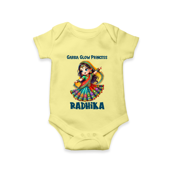 Choti Dandiya Queen Personalized Romper - PASTEL YELLOW - New Born (Chest 14")