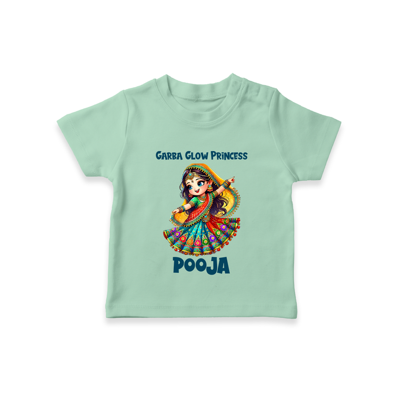 Garba Glow Princess T-shirt | Custom Baby T-shirt for Little Princess - MINT GREEN - 0-5 Months Old (Chest 17")