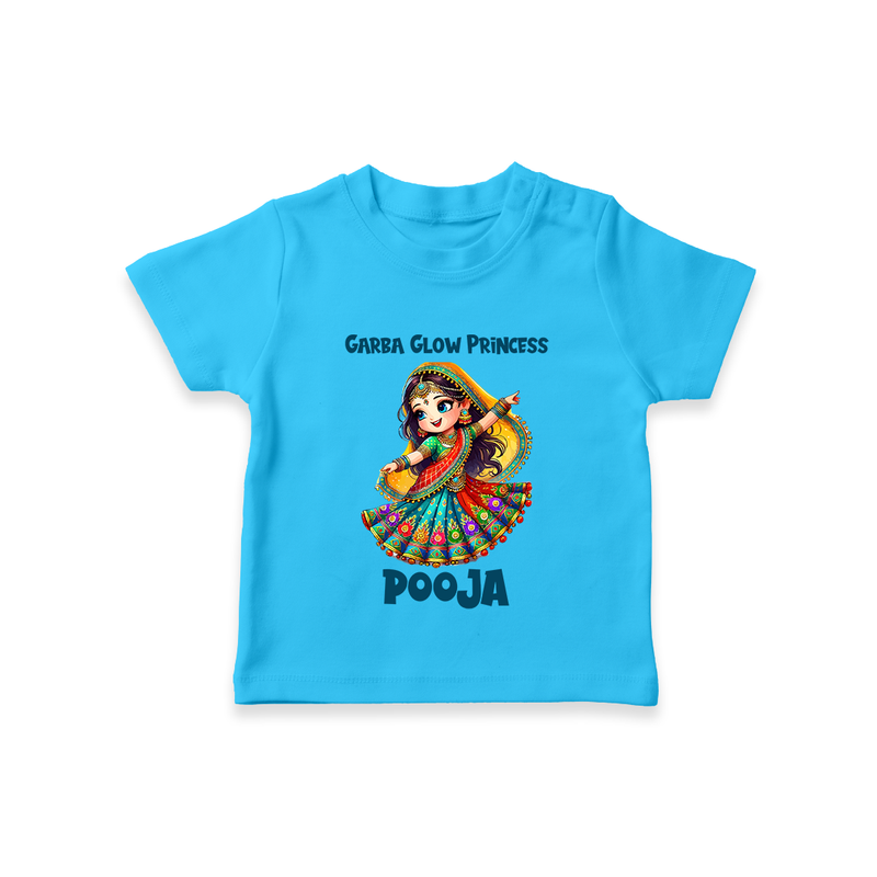 Garba Glow Princess T-shirt | Custom Baby T-shirt for Little Princess - SKY BLUE - 0-5 Months Old (Chest 17")