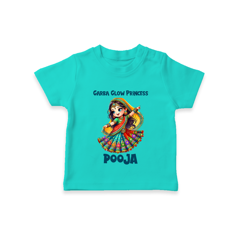Garba Glow Princess T-shirt | Custom Baby T-shirt for Little Princess - TEAL - 0-5 Months Old (Chest 17")