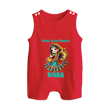 Garba Glow Princess Romper suit/sleeveless romper | Custom Baby Romper suit/sleeveless romper for Little Princess - RED - 0 - 5 Months Old (Chest 18")